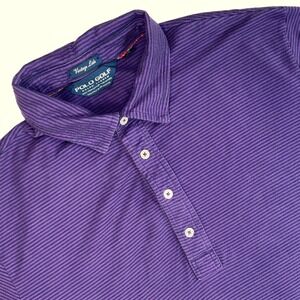 Ralph Lauren Polo Golf Shirt Men's M Purple Striped Vintage Lisle Pima Cotton